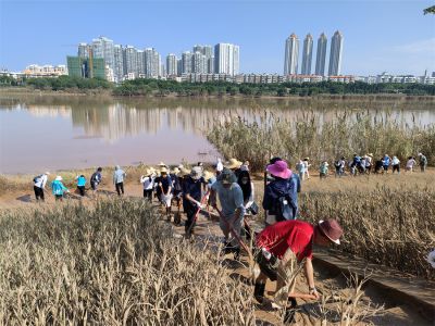 南寧市委市直機關工委組織黨員志愿者參與南寧市邕江沿岸清淤工作